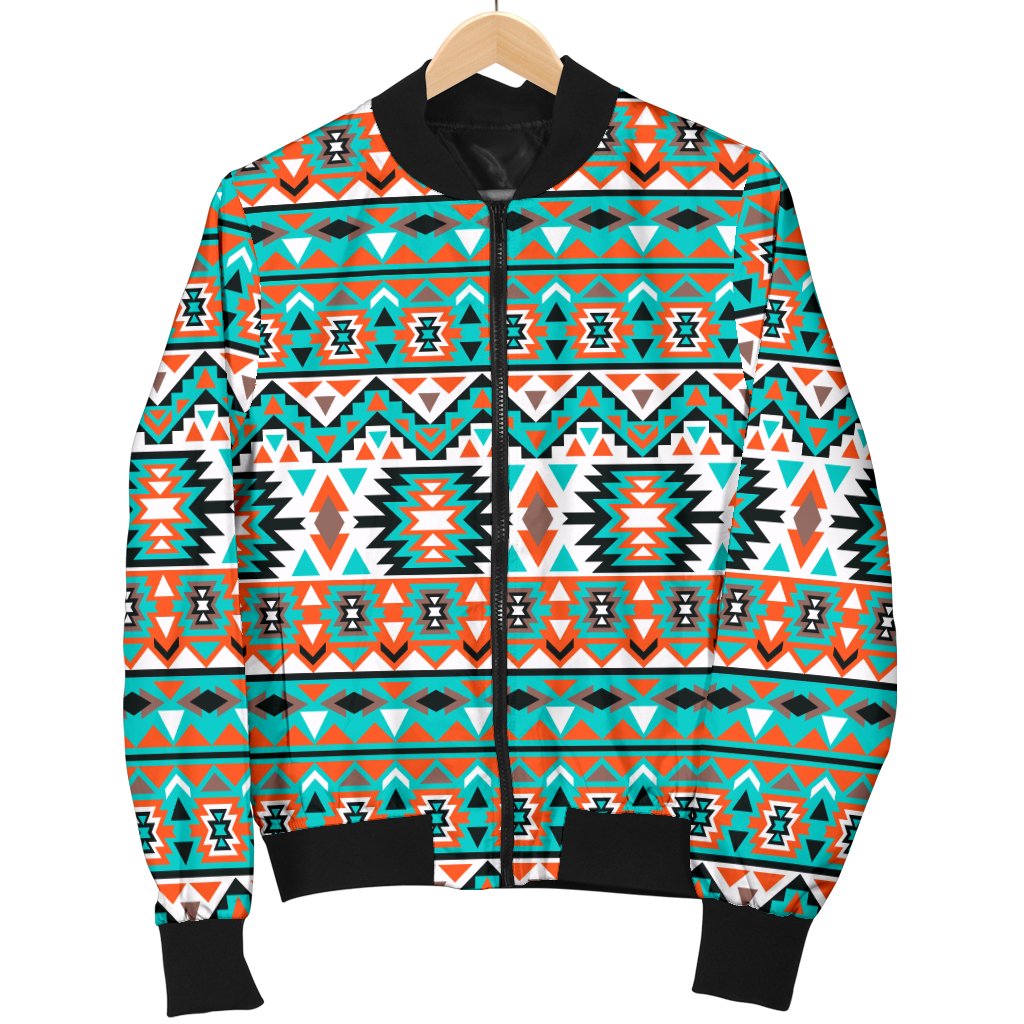 Indian Navajo Ethnic Themed Design Print Women Casual Bomber Jacket