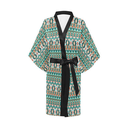 Indian Navajo Ethnic Themed Design Print Women Short Kimono Robe