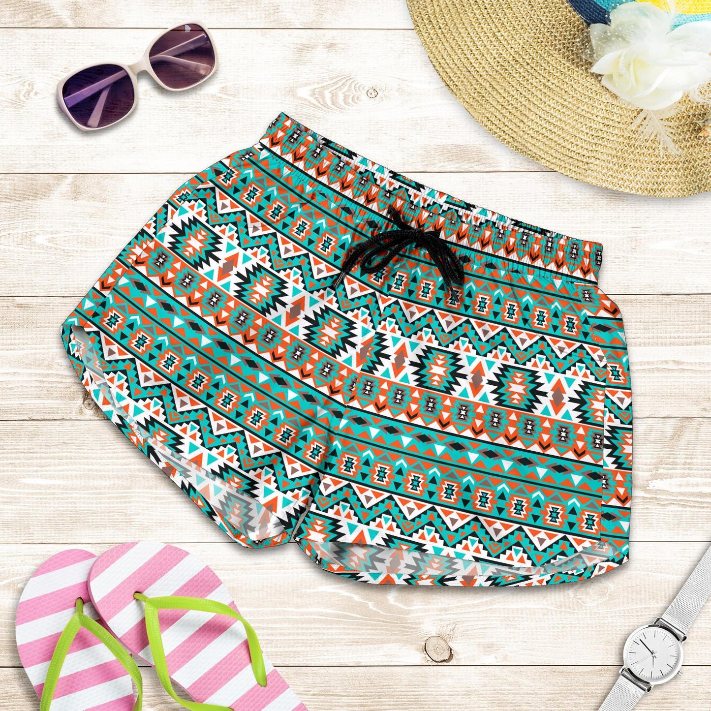 Indian Navajo Ethnic Themed Design Print Women Shorts-JTAMIGO.COM