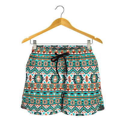 Indian Navajo Ethnic Themed Design Print Women Shorts-JTAMIGO.COM