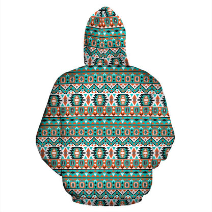 Indian Navajo Ethnic Themed Design Print Zip Up Hoodie