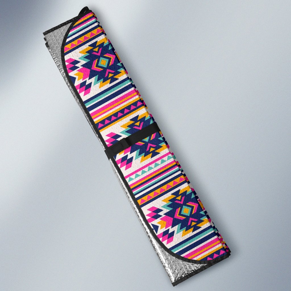 Indian Navajo Neon Themed Design Print Car Sun Shade For Windshield