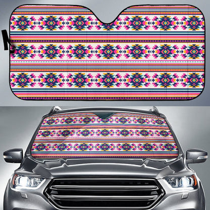 Indian Navajo Neon Themed Design Print Car Sun Shade For Windshield