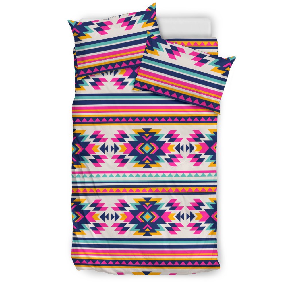 Indian Navajo Neon Themed Design Print Duvet Cover Bedding Set