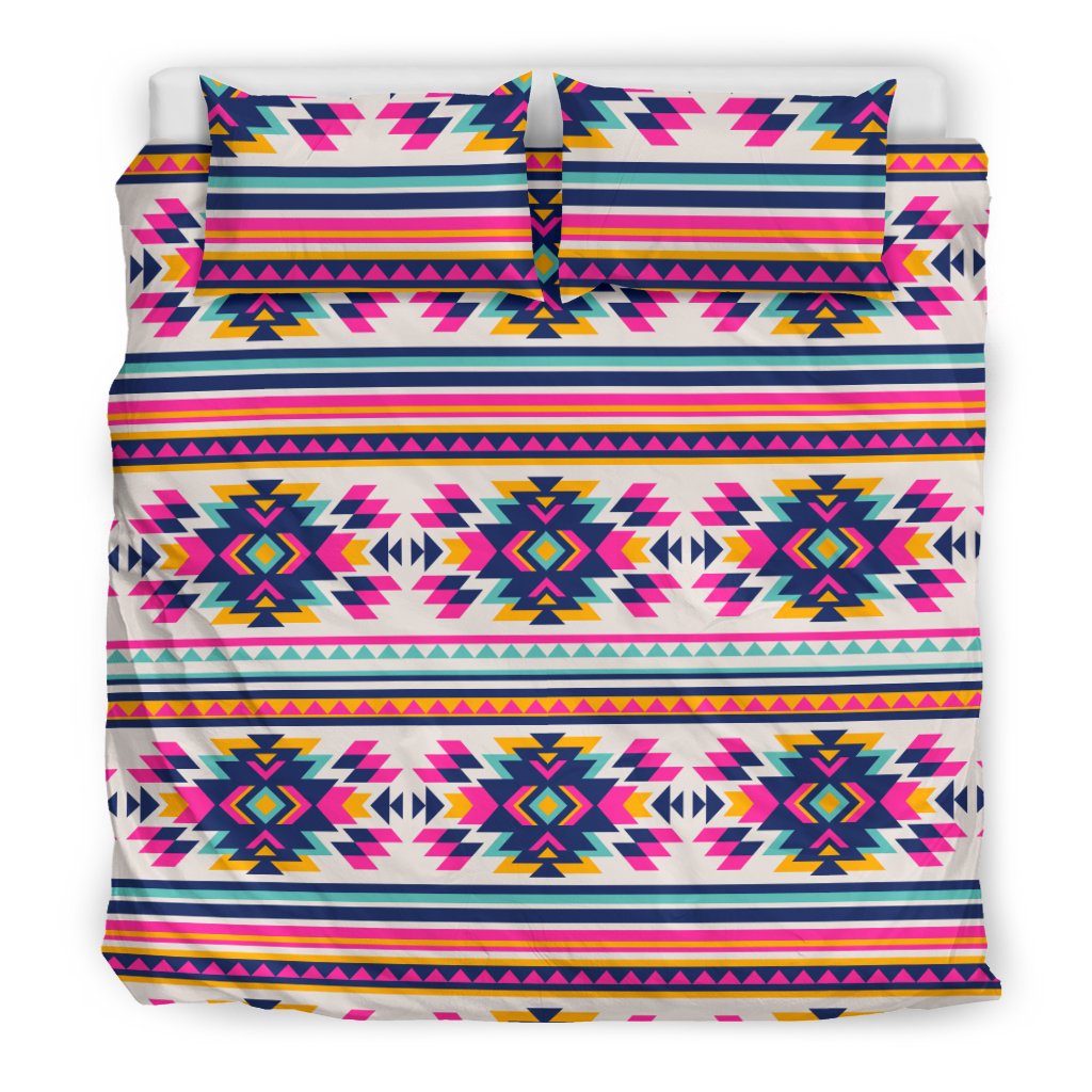 Indian Navajo Neon Themed Design Print Duvet Cover Bedding Set