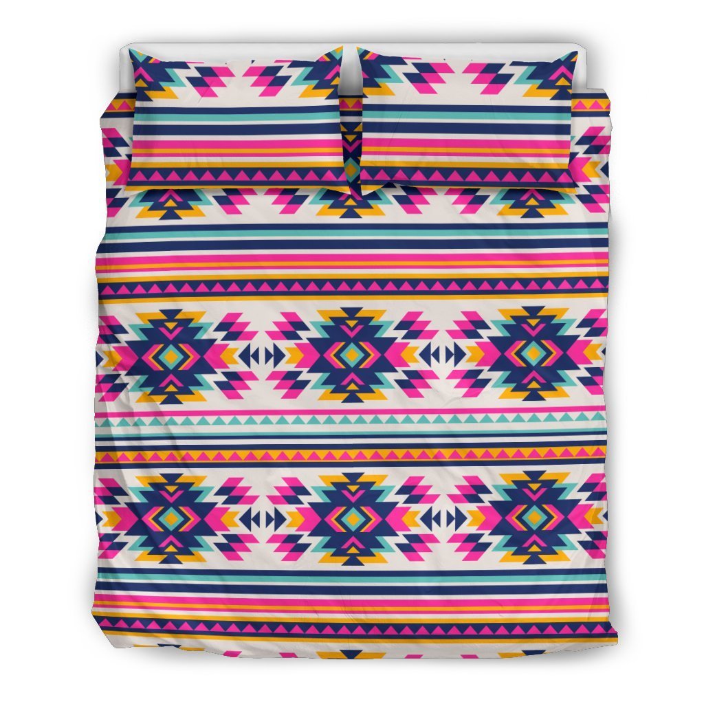 Indian Navajo Neon Themed Design Print Duvet Cover Bedding Set