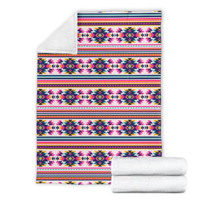 Indian Navajo Neon Themed Design Print Fleece Blanket