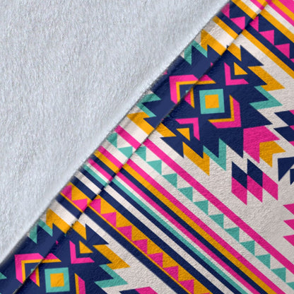 Indian Navajo Neon Themed Design Print Fleece Blanket
