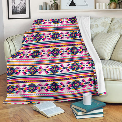 Indian Navajo Neon Themed Design Print Fleece Blanket