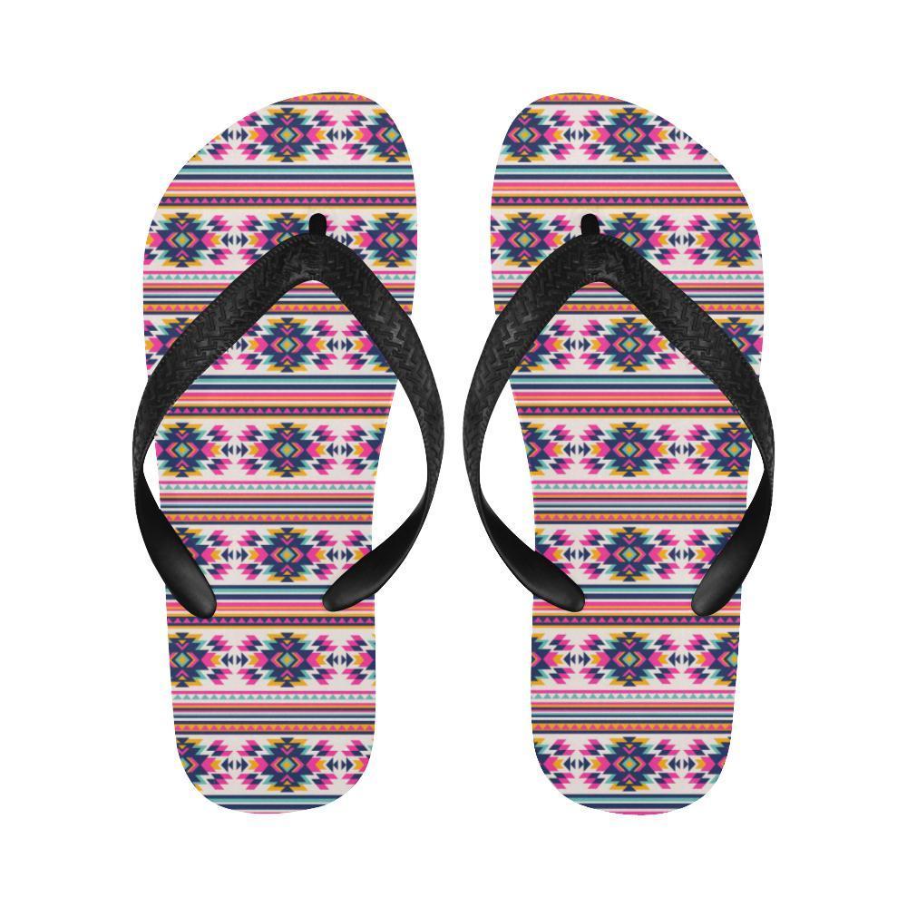 Indian Navajo Neon Themed Design Print Flip Flops-JTAMIGO.COM