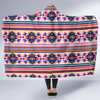 Indian Navajo Neon Themed Design Print Hooded Blanket-JTAMIGO.COM