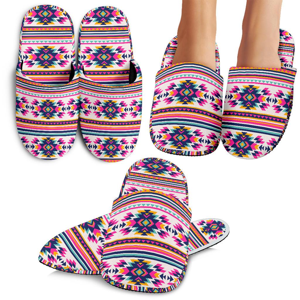 Indian Navajo Neon Themed Design Print House Slippers