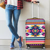 Indian Navajo Neon Themed Design Print Luggage Cover Protector