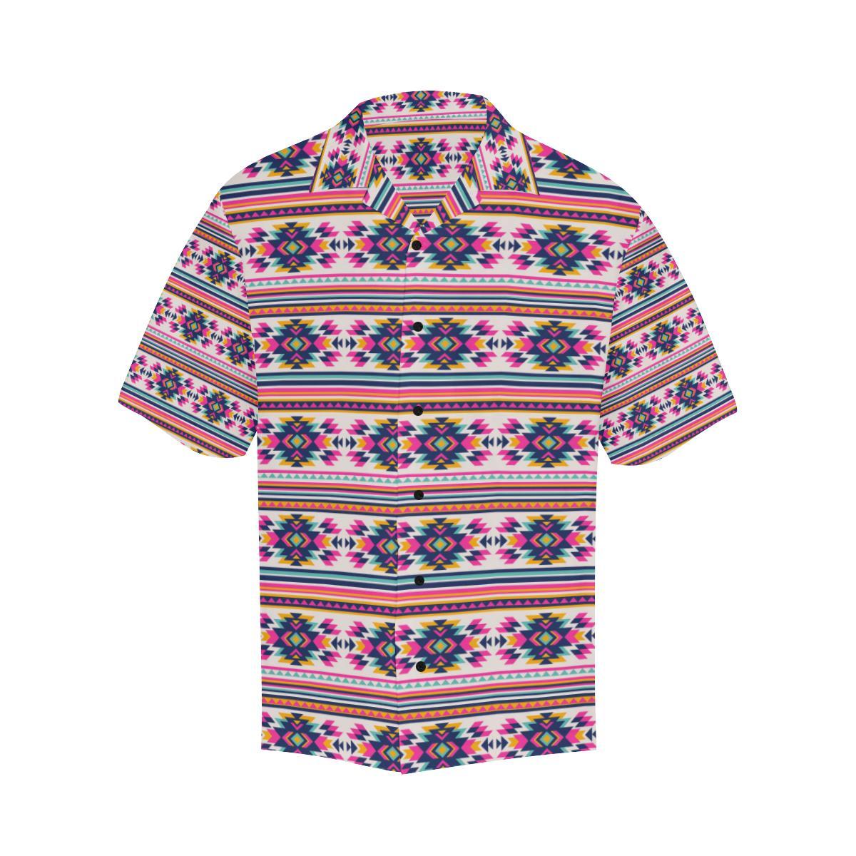 Indian Navajo Neon Themed Design Print Men Aloha Hawaiian Shirt