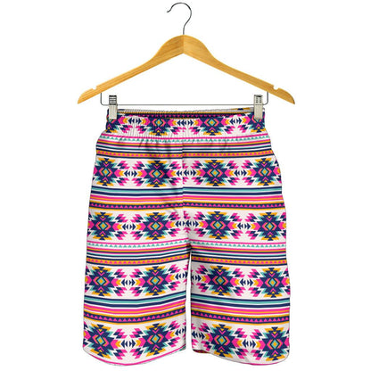 Indian Navajo Neon Themed Design Print Mens Shorts-JTAMIGO.COM