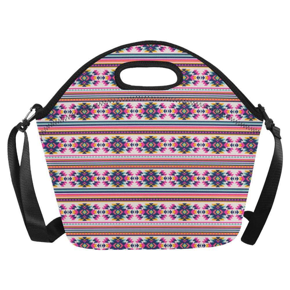 Indian Navajo Neon Themed Design Print Neoprene Lunch Bag (Model 1669)(Large)-JTAMIGO.COM