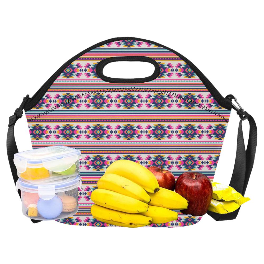 Indian Navajo Neon Themed Design Print Neoprene Lunch Bag (Model 1669)(Large)-JTAMIGO.COM