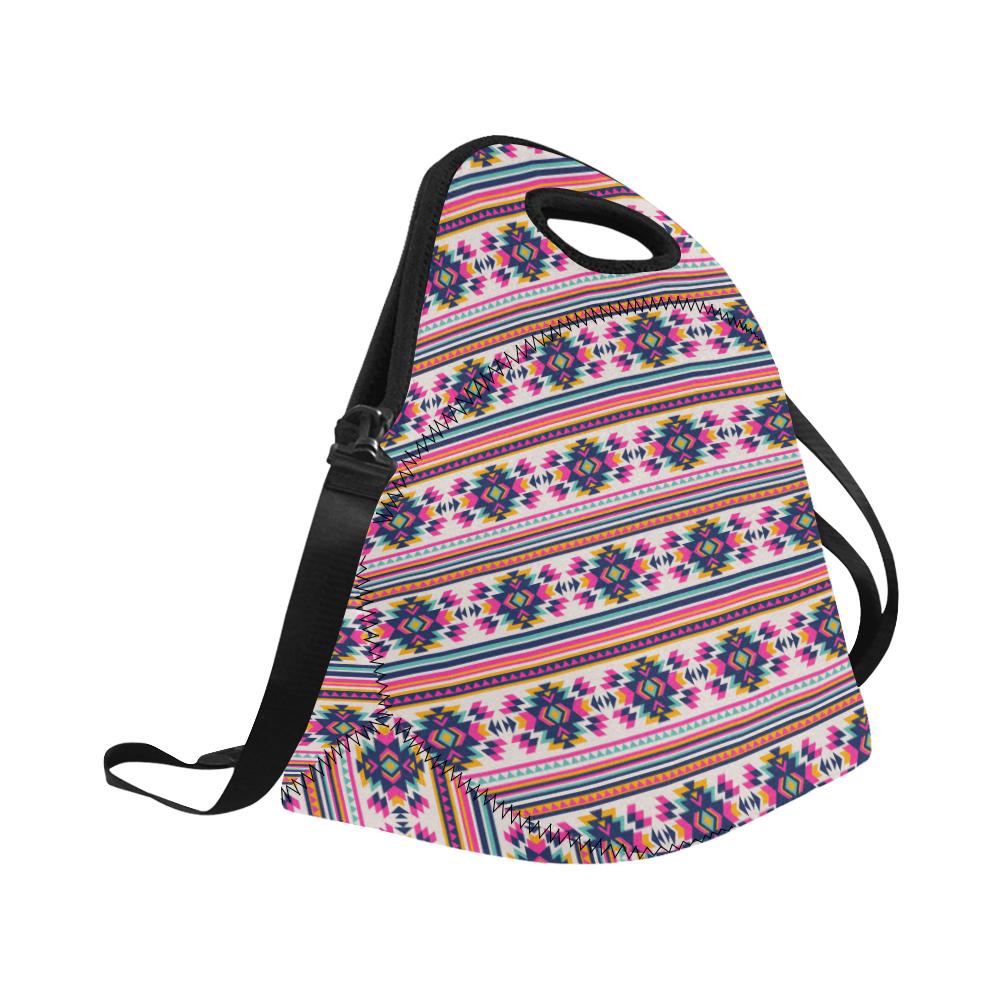 Indian Navajo Neon Themed Design Print Neoprene Lunch Bag (Model 1669)(Large)-JTAMIGO.COM
