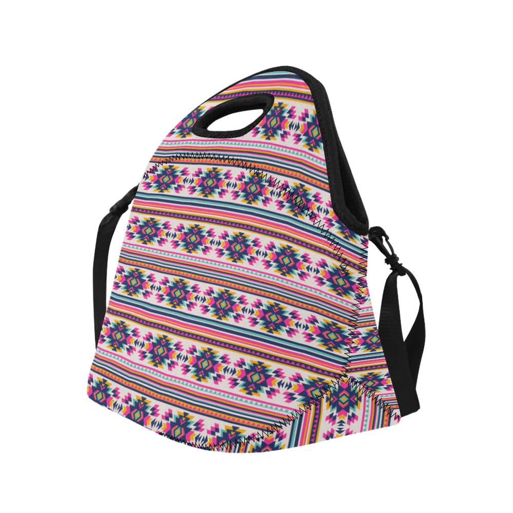 Indian Navajo Neon Themed Design Print Neoprene Lunch Bag (Model 1669)(Large)-JTAMIGO.COM