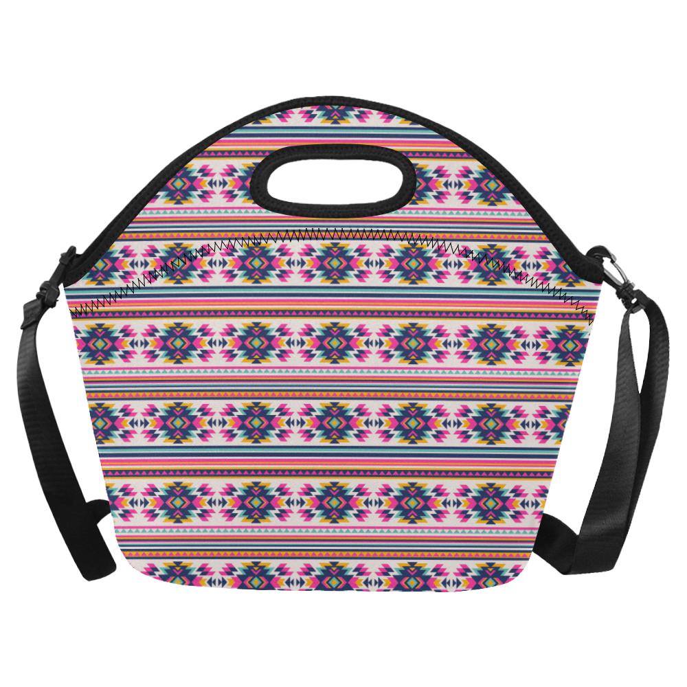 Indian Navajo Neon Themed Design Print Neoprene Lunch Bag (Model 1669)(Large)-JTAMIGO.COM