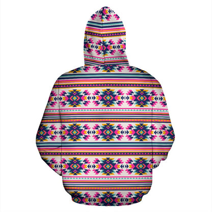 Indian Navajo Neon Themed Design Print Pullover Hoodie