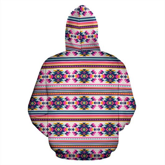 Indian Navajo Neon Themed Design Print Pullover Hoodie