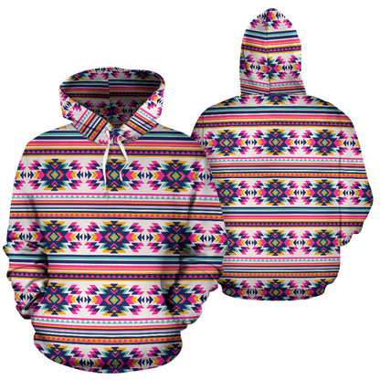 Indian Navajo Neon Themed Design Print Pullover Hoodie