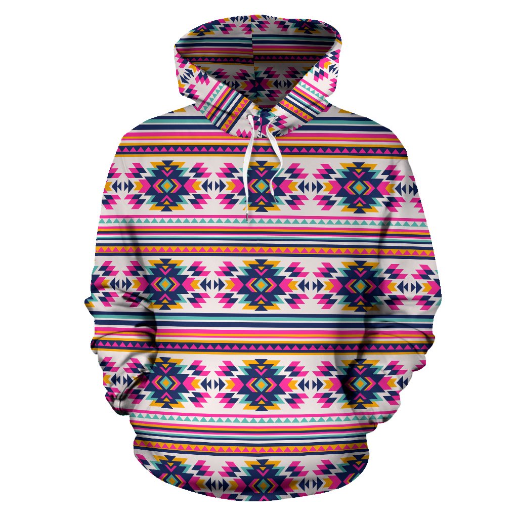 Indian Navajo Neon Themed Design Print Pullover Hoodie