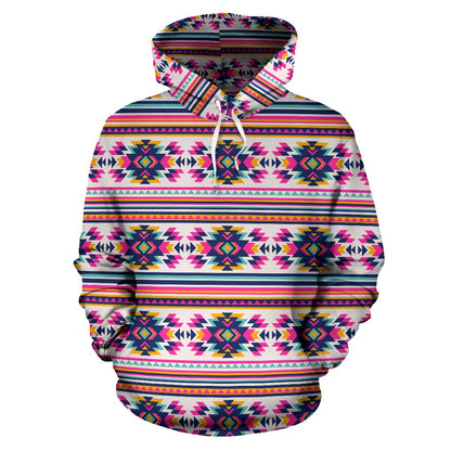 Indian Navajo Neon Themed Design Print Pullover Hoodie