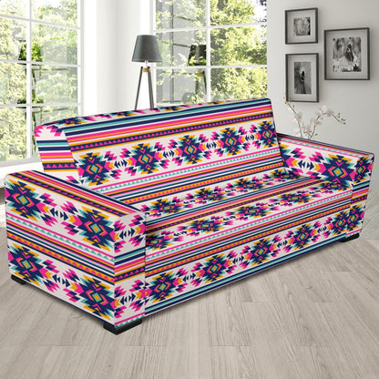 Indian Navajo Neon Themed Design Print Sofa Slipcover-JTAMIGO.COM