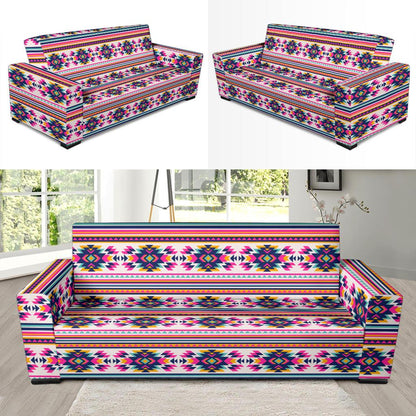 Indian Navajo Neon Themed Design Print Sofa Slipcover-JTAMIGO.COM