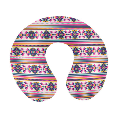 Indian Navajo Neon Themed Design Print U-Shaped Travel Neck Pillow-JTAMIGO.COM