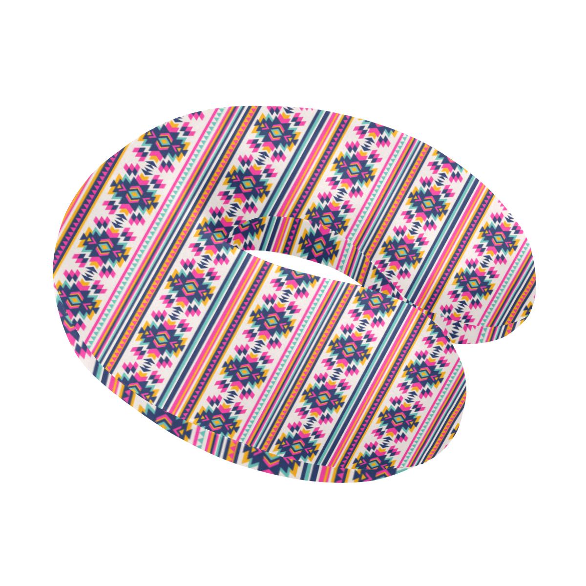 Indian Navajo Neon Themed Design Print U-Shaped Travel Neck Pillow-JTAMIGO.COM