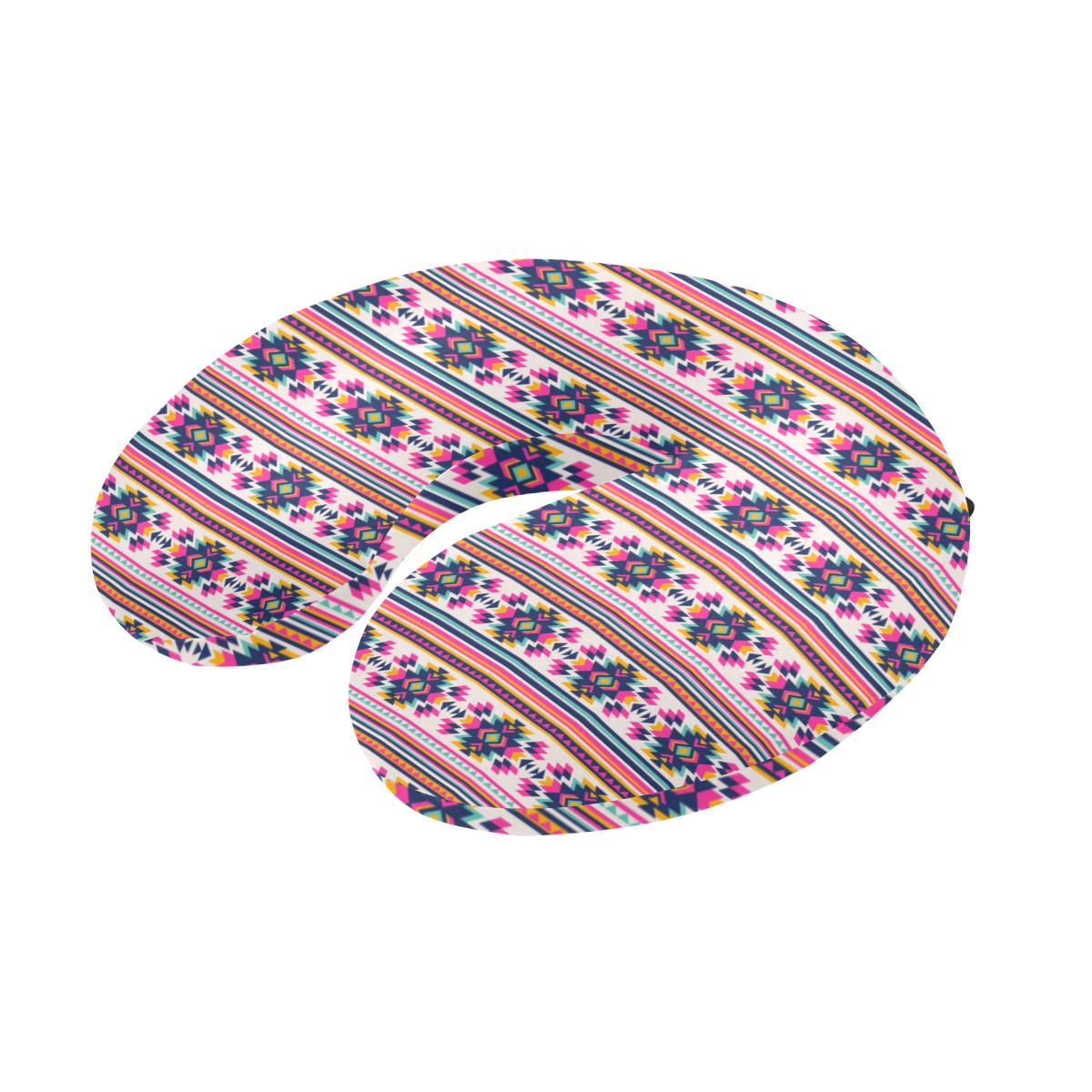 Indian Navajo Neon Themed Design Print U-Shaped Travel Neck Pillow-JTAMIGO.COM