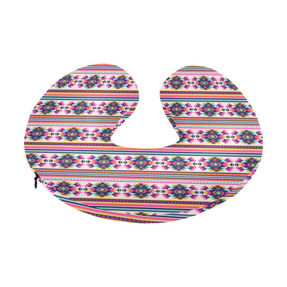 Indian Navajo Neon Themed Design Print U-Shaped Travel Neck Pillow-JTAMIGO.COM