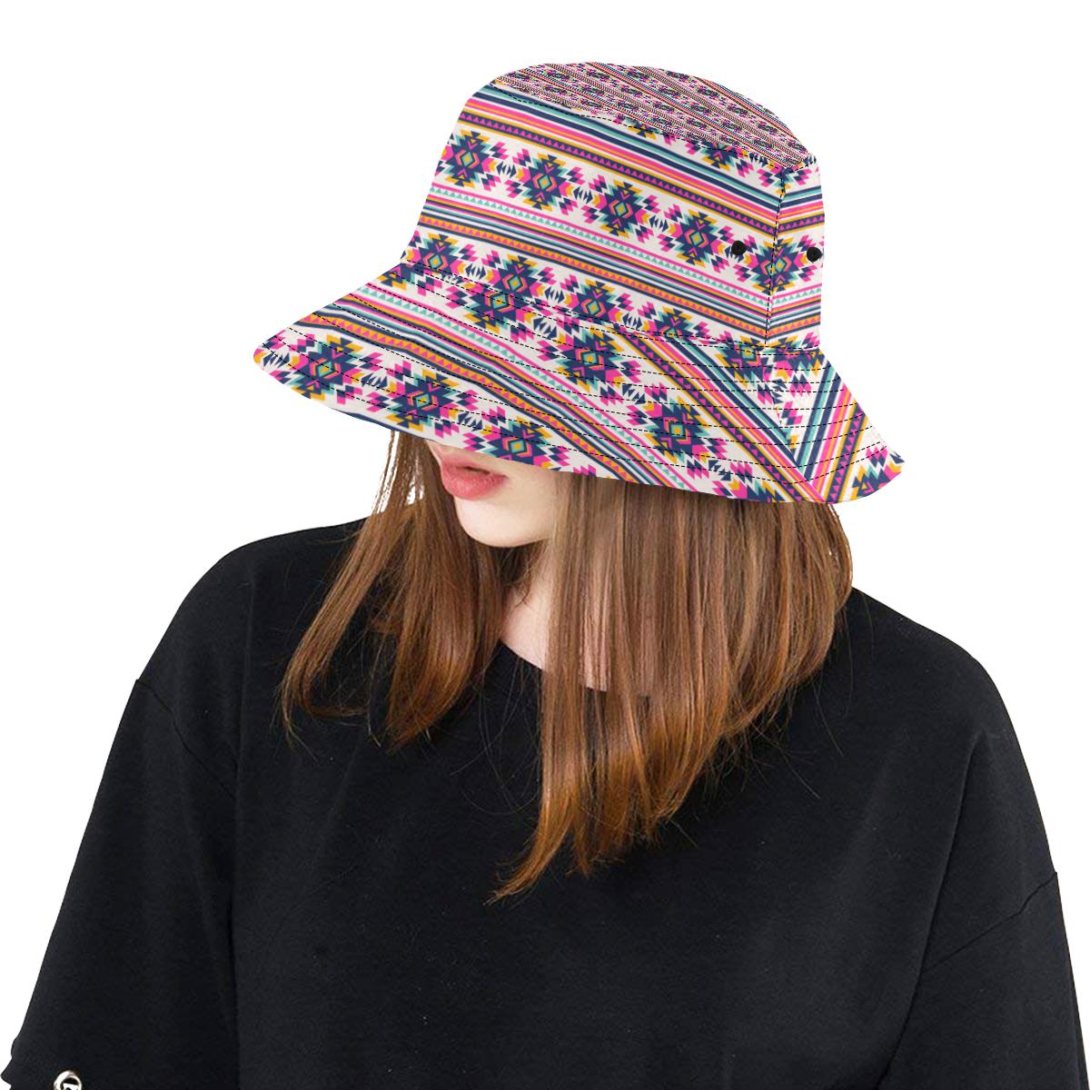 Indian Navajo Neon Themed Design Print Unisex Bucket Hat