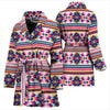 Indian Navajo Neon Themed Design Print Women Bath Robe-JTAMIGO.COM