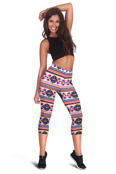 Indian Navajo Neon Themed Design Print Women Capris
