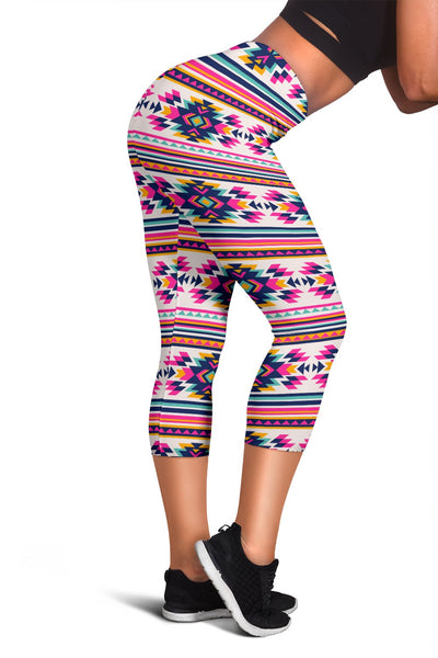 Indian Navajo Neon Themed Design Print Women Capris