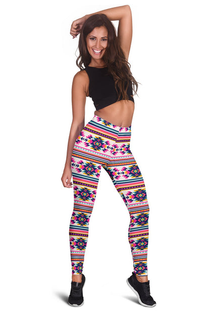 Indian Navajo Neon Themed Design Print Women Leggings
