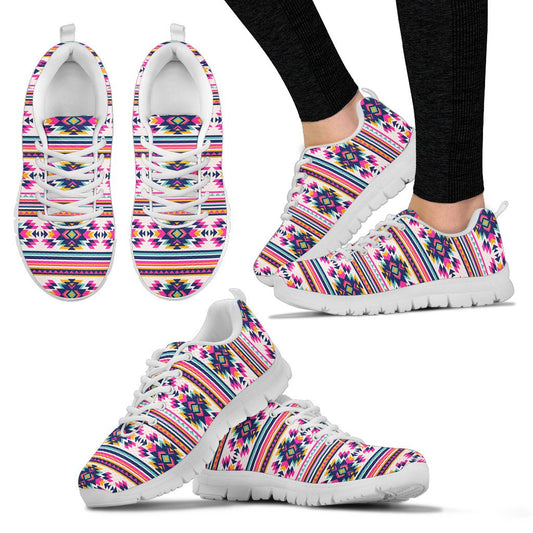 Indian Navajo Neon Themed Design Print Women Sneakers Shoes