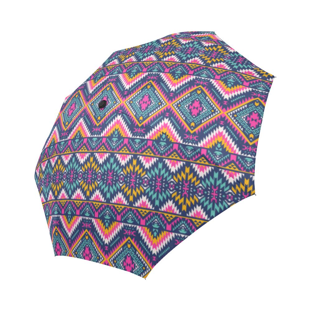 Indian Navajo Pink Themed Design Print Automatic Foldable Umbrella