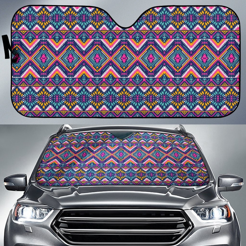 Indian Navajo Pink Themed Design Print Car Sun Shade For Windshield