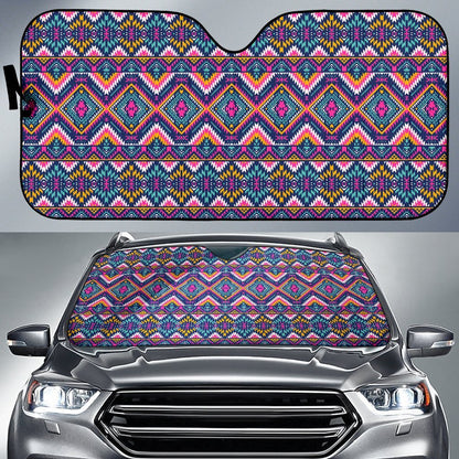 Indian Navajo Pink Themed Design Print Car Sun Shade For Windshield