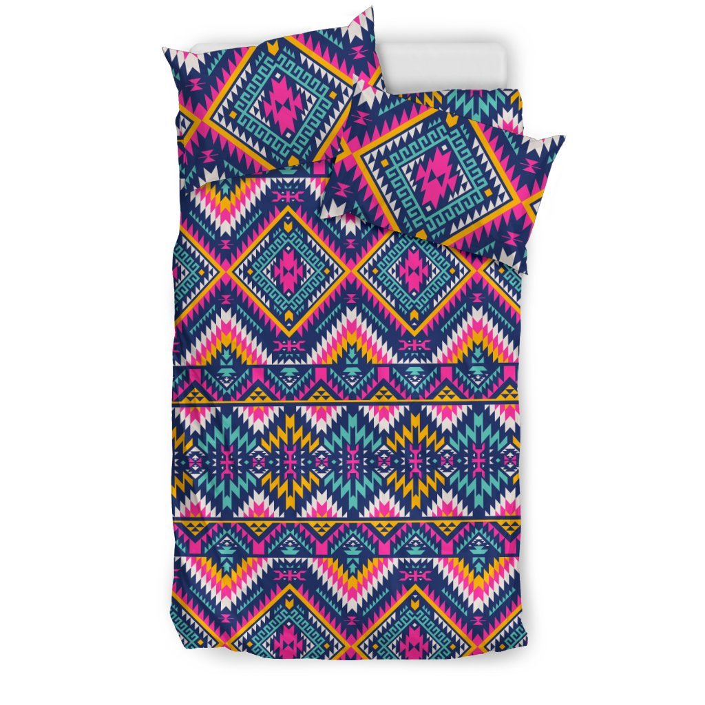 Indian Navajo Pink Themed Design Print Duvet Cover Bedding Set