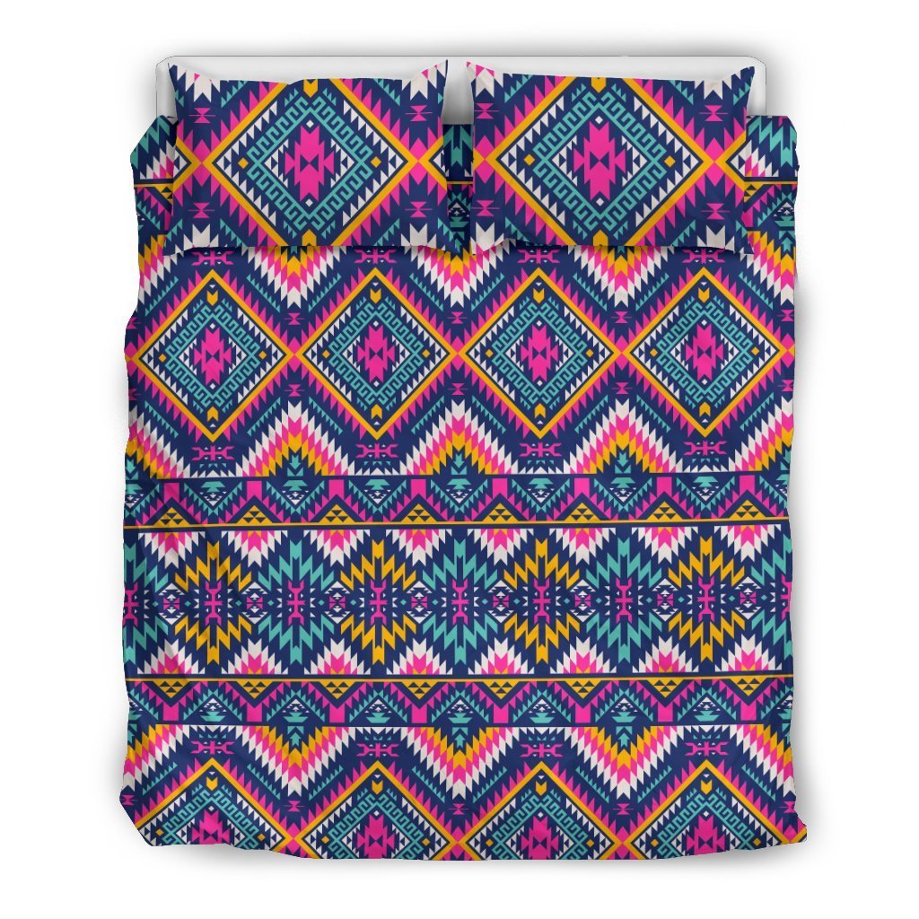 Indian Navajo Pink Themed Design Print Duvet Cover Bedding Set