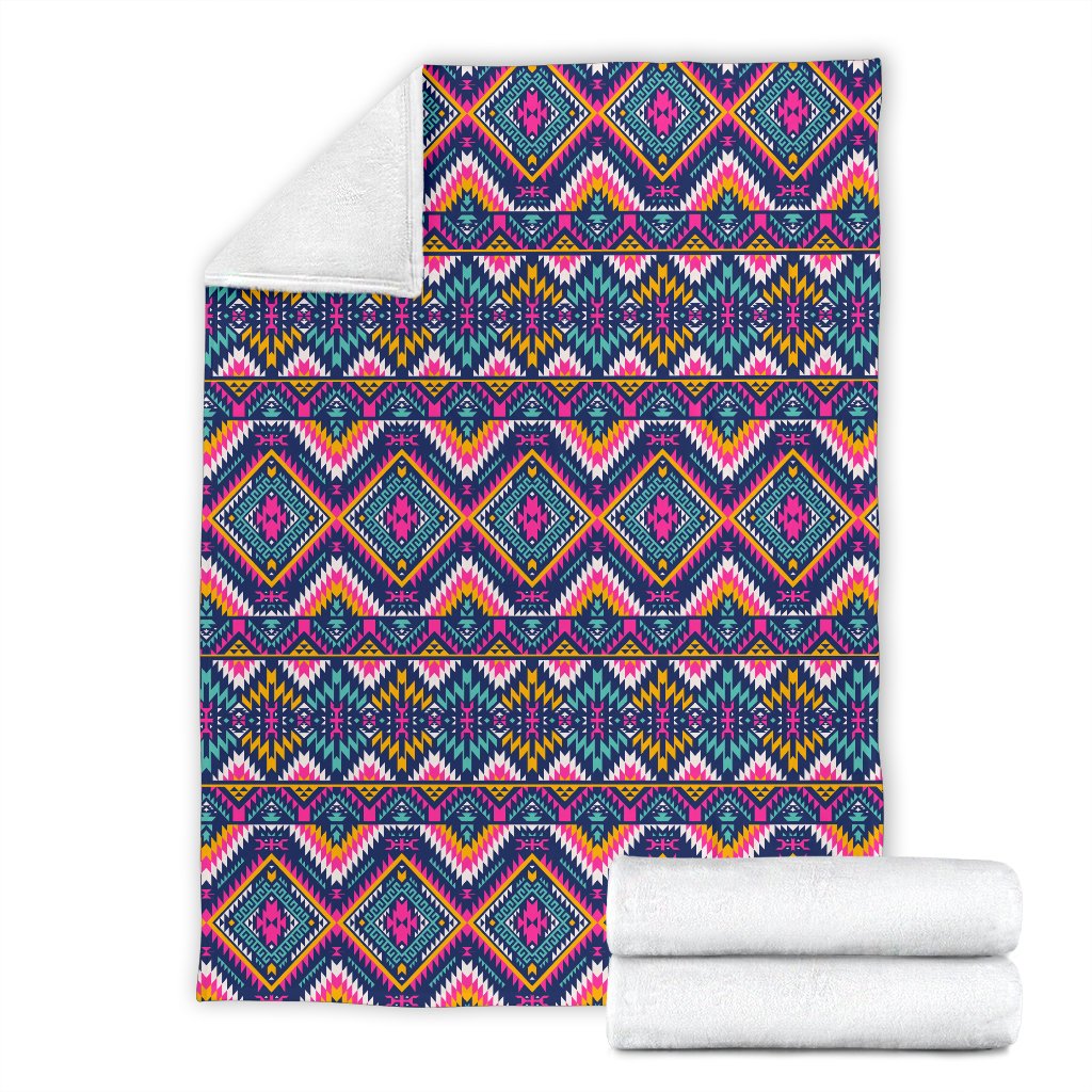 Indian Navajo Pink Themed Design Print Fleece Blanket