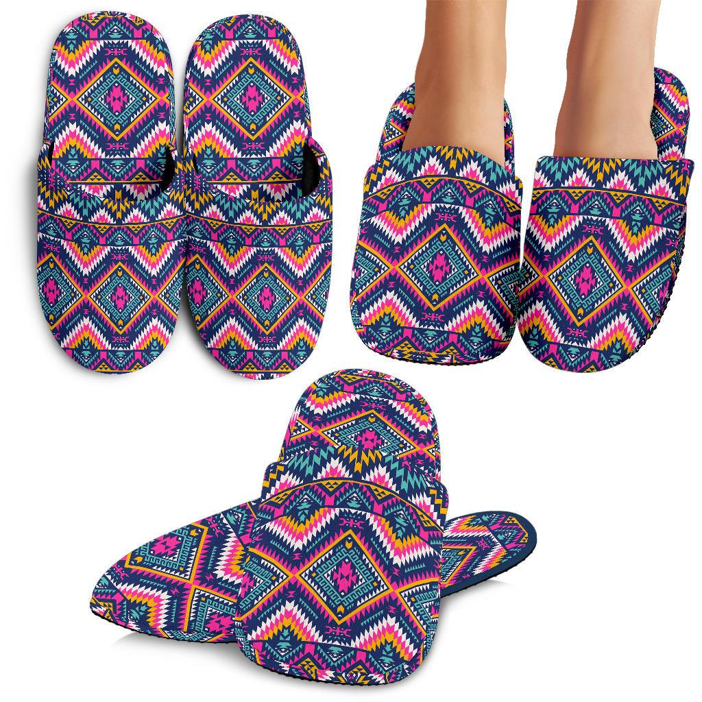Indian Navajo Pink Themed Design Print House Slippers