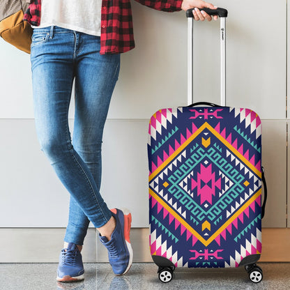 Indian Navajo Pink Themed Design Print Luggage Cover Protector
