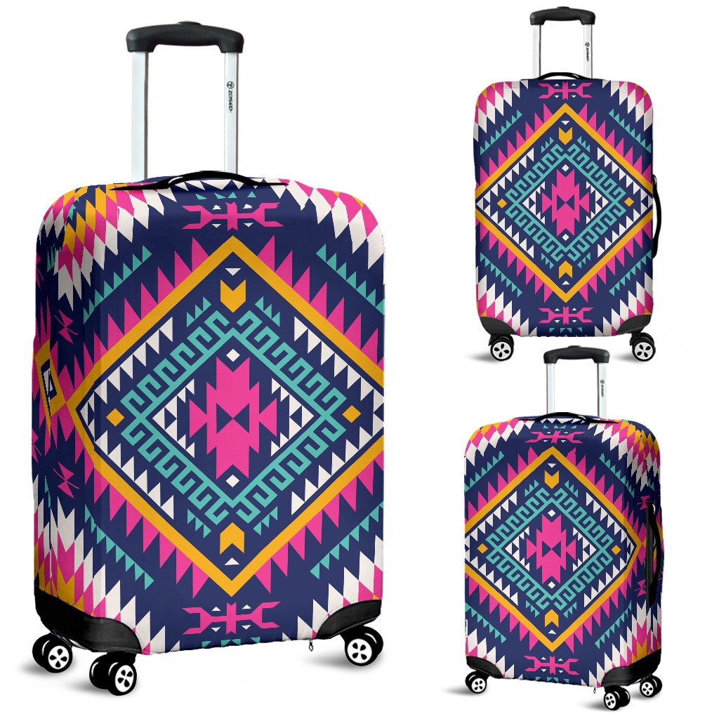 Indian Navajo Pink Themed Design Print Luggage Cover Protector